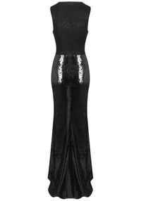 Remige Lace Sequin Maxi Dress In Black