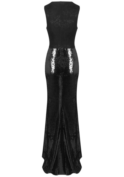 Remige Lace Sequin Maxi Dress In Black