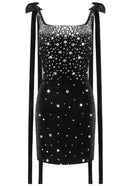 Jansje Crystal Velvet Mini Dress In Black