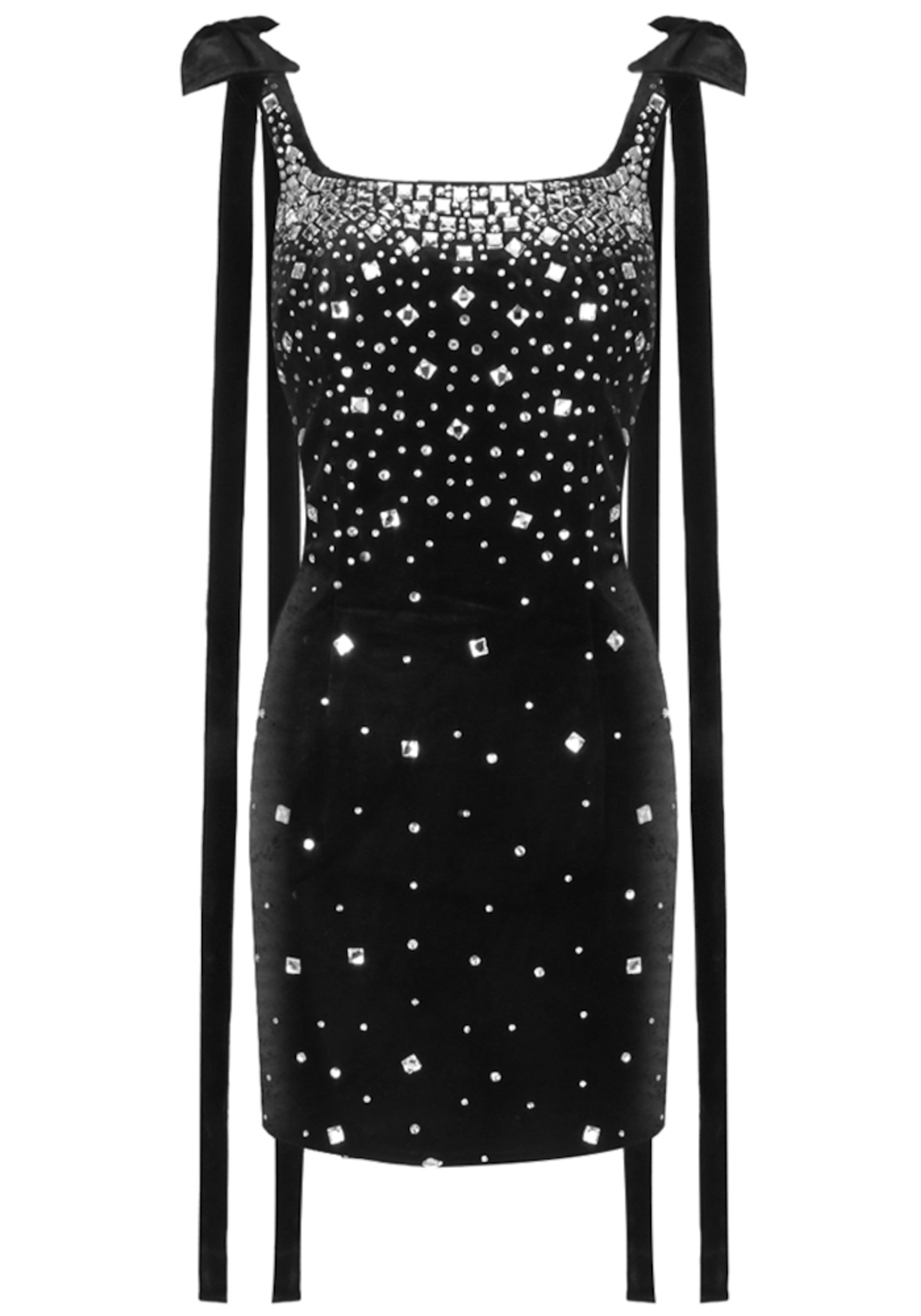 Jansje Crystal Velvet Mini Dress In Black