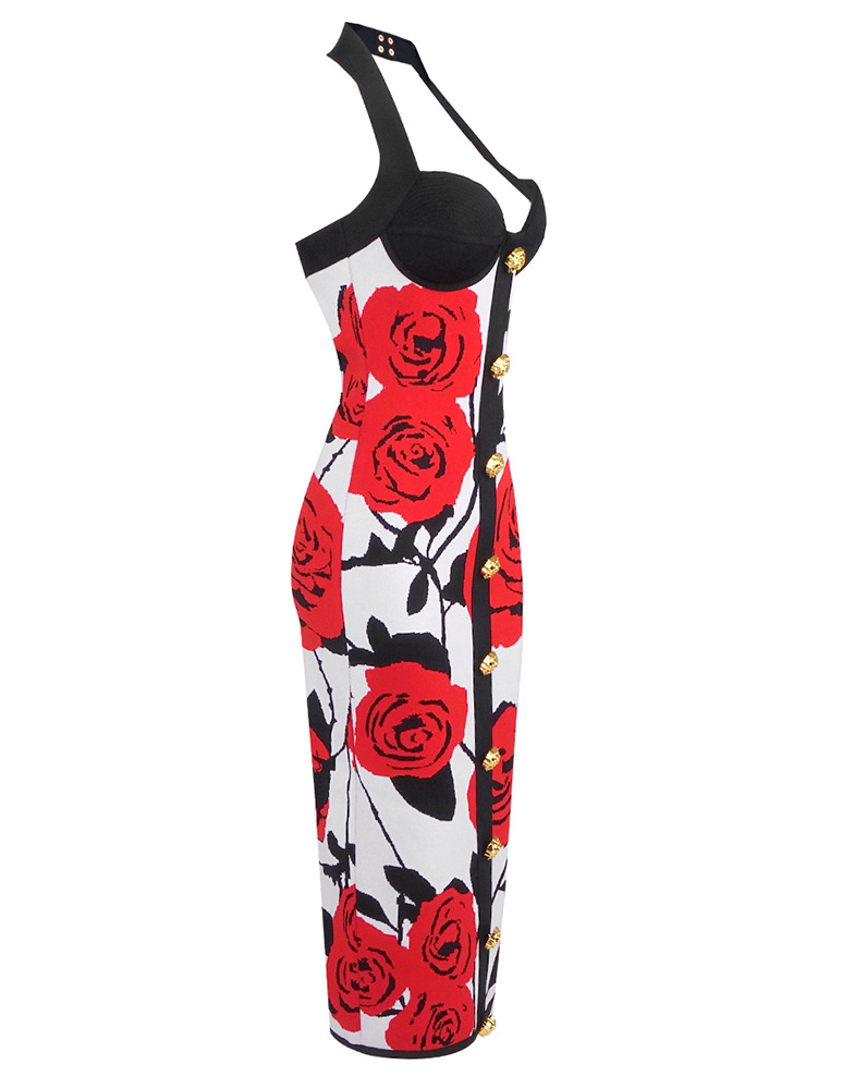 Corey Rose Jacquard Knit Bandage Midi Dress