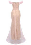 Coralie Floral Sequin Maxi Dress In Nude Pink