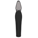 April Halter Neck Lace Bodycon Maxi Dress In Black