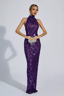 Cate Purple Diamond Maxi Dress