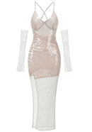 Reika Sequin Maxi Dress In Nude