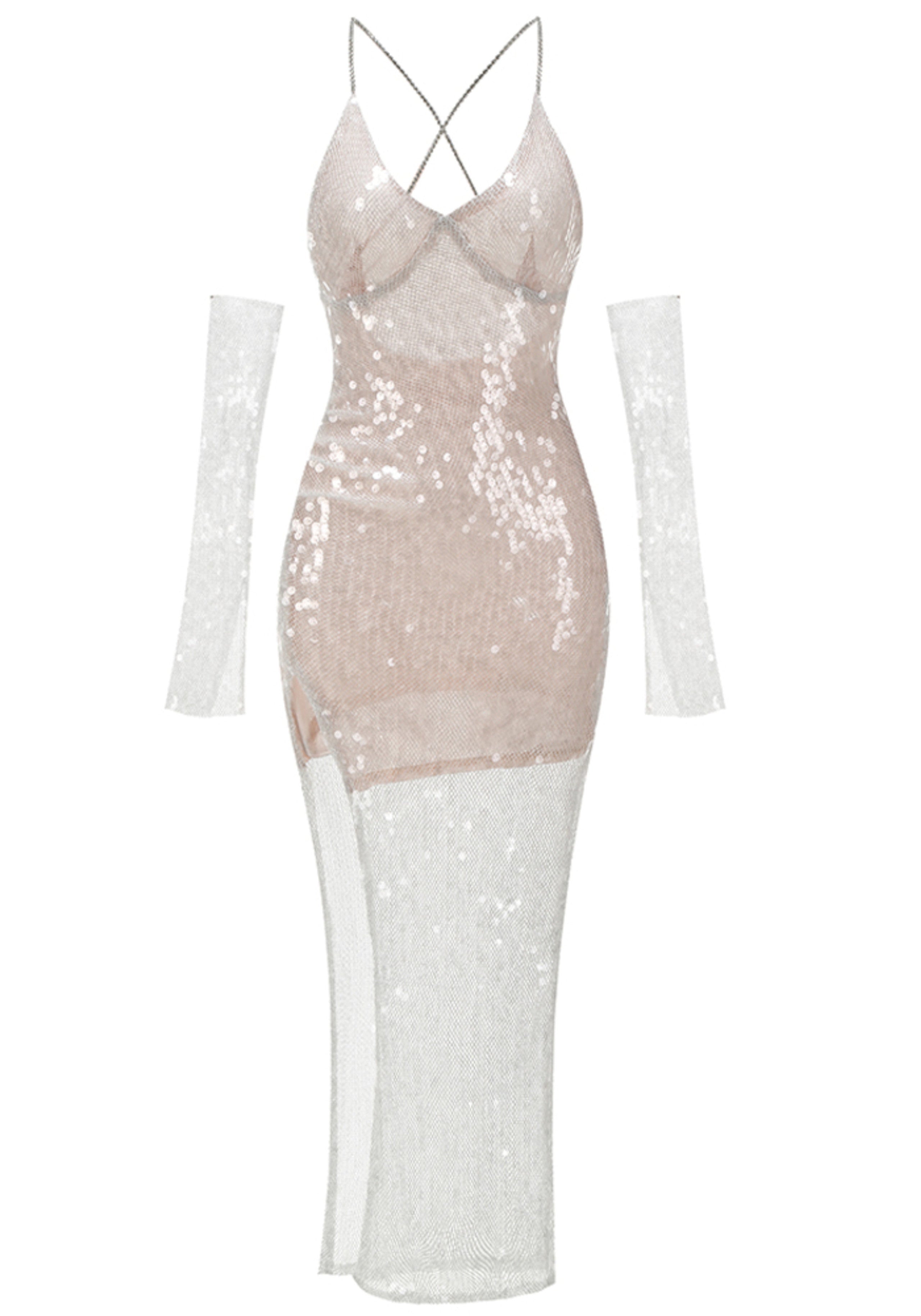 Reika Sequin Maxi Dress In Nude