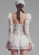Caridad Lace Corset Mini Dress In White