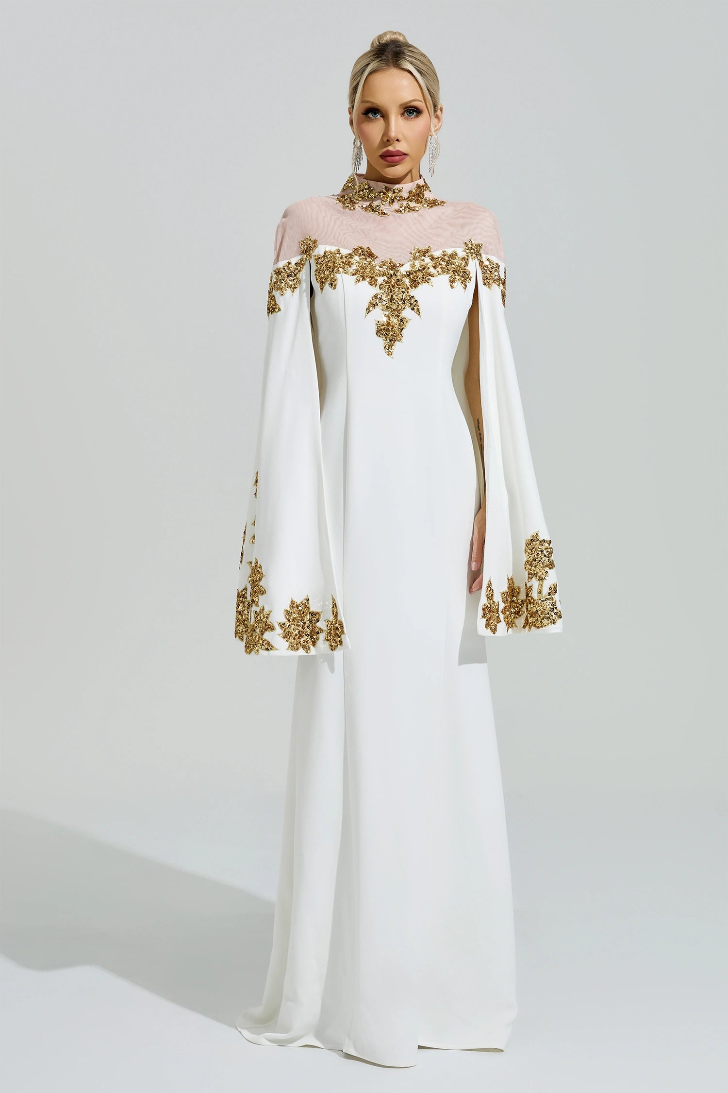 Gabrie White Embroidered Sequin Maxi Dress