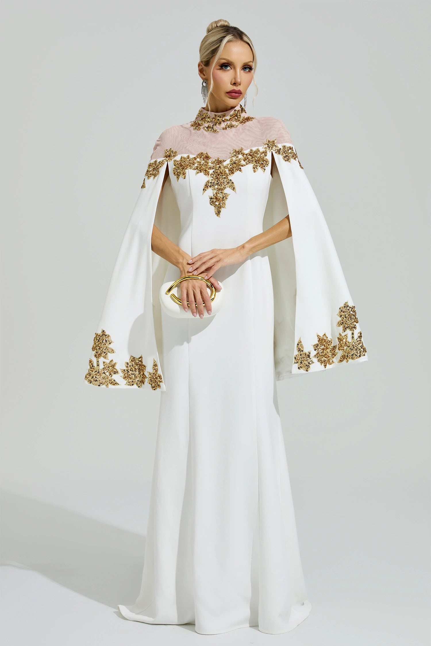 Gabrie White Embroidered Sequin Maxi Dress