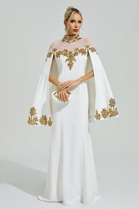 Gabrie White Embroidered Sequin Maxi Dress