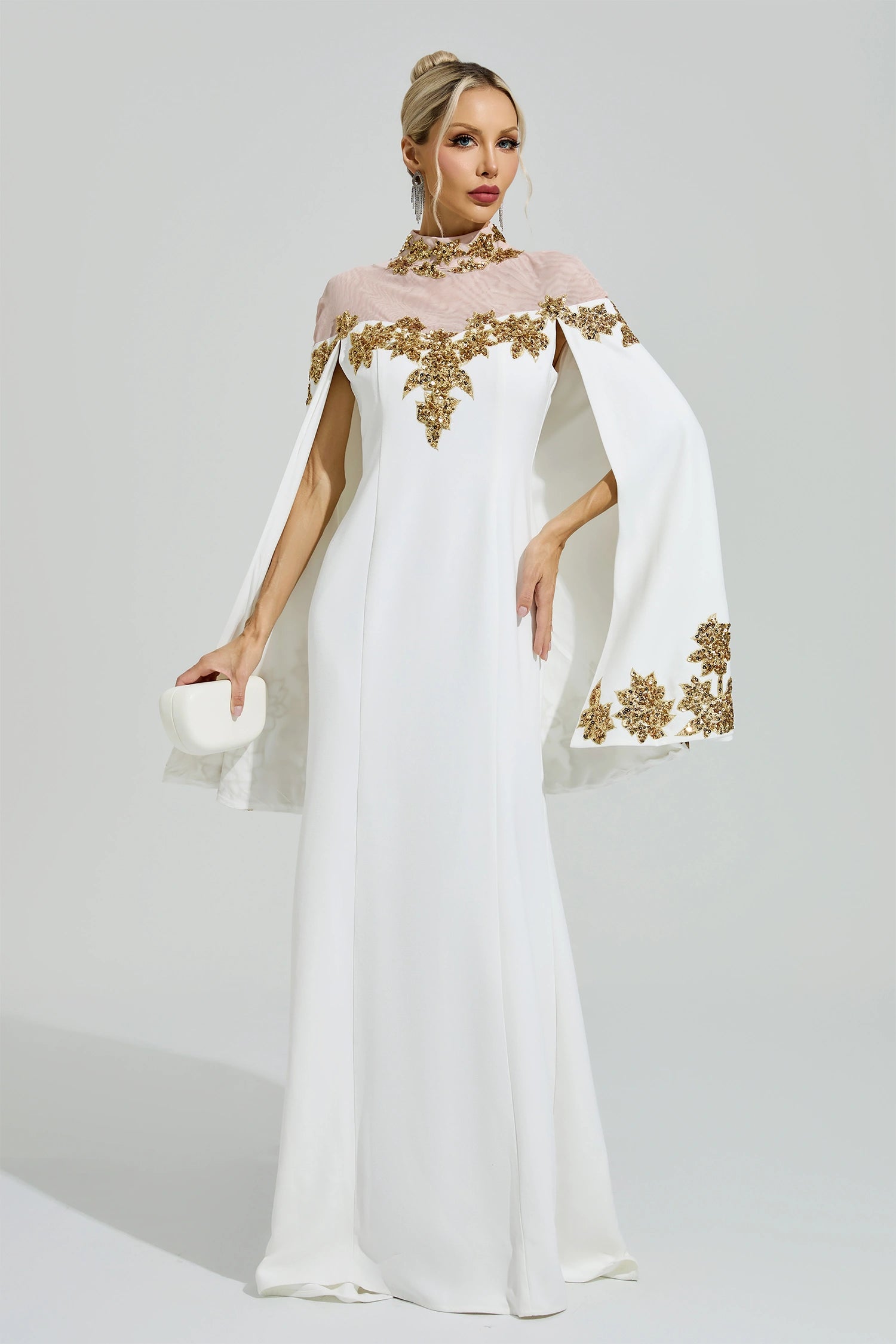 Gabrie White Embroidered Sequin Maxi Dress