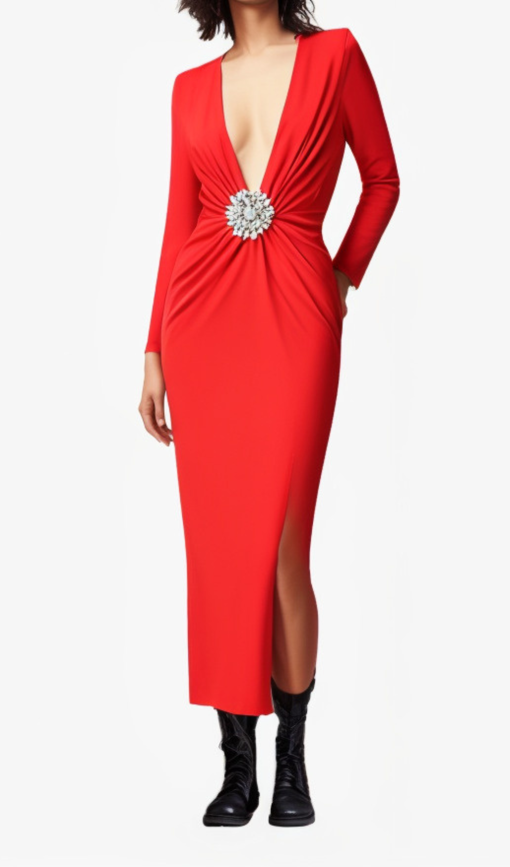 Winnie Floral-Embellished Crêpe Maxi Dress In Red