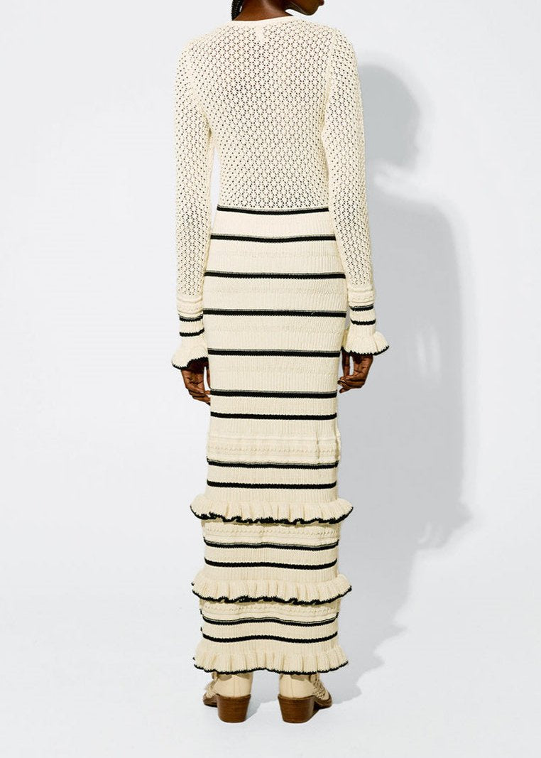 Engel Knit Stripe Frill Midi Dres