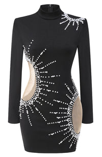 Nashira Pearl-Embellished Mini Dress In Black