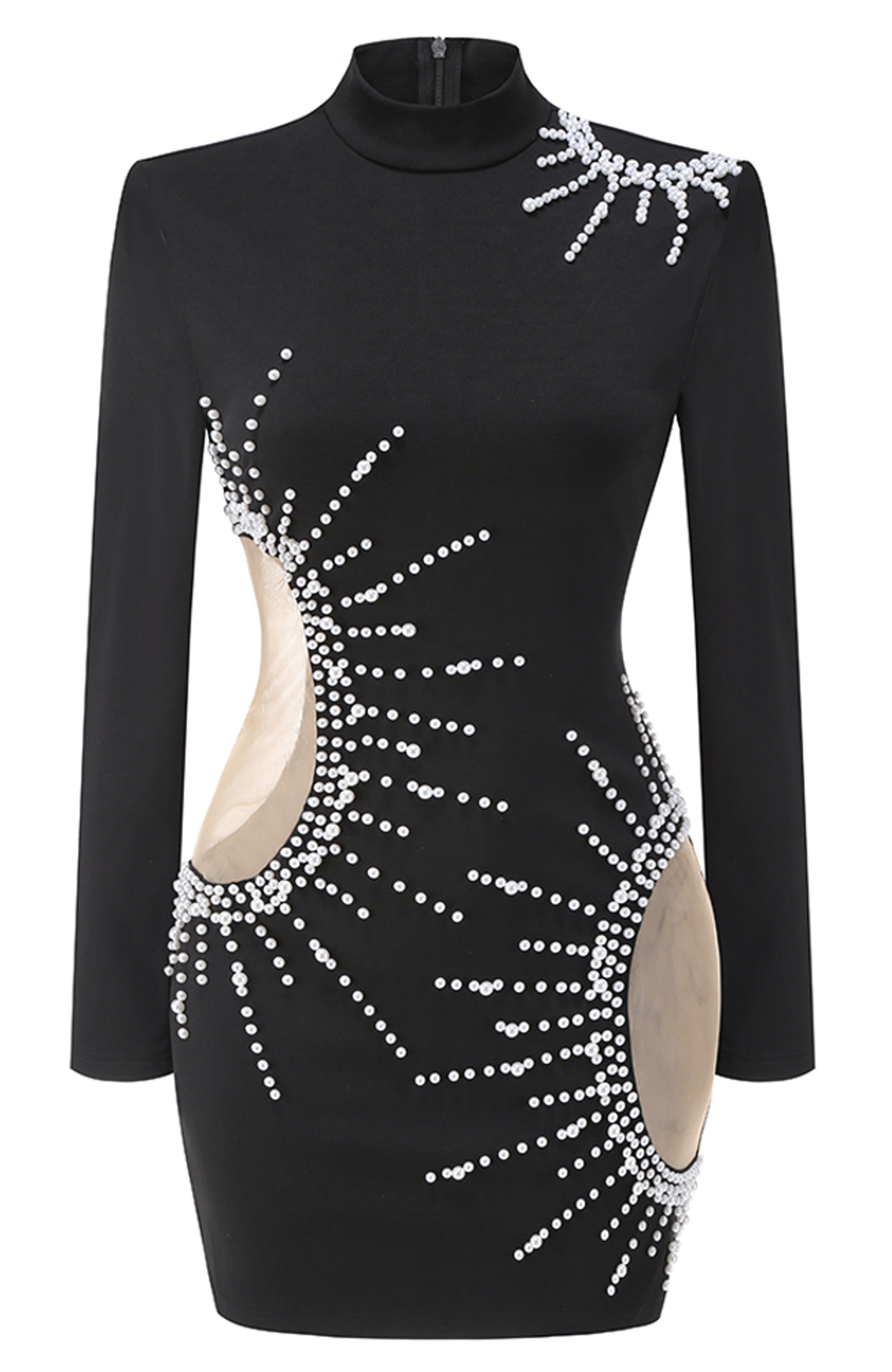 Nashira Pearl-Embellished Mini Dress In Black