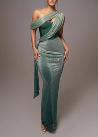 Piroska Ribbon-Design Corset Maxi Dress In Green