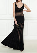 Aldwyn Striped Mesh Maxi Dress In Black