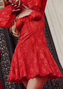 Laguna Square Neck Floral Mini Dress In Red