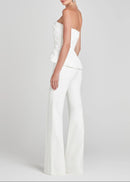 Robles Strapless Floral Peplum Two Piece Jumpsuit In White