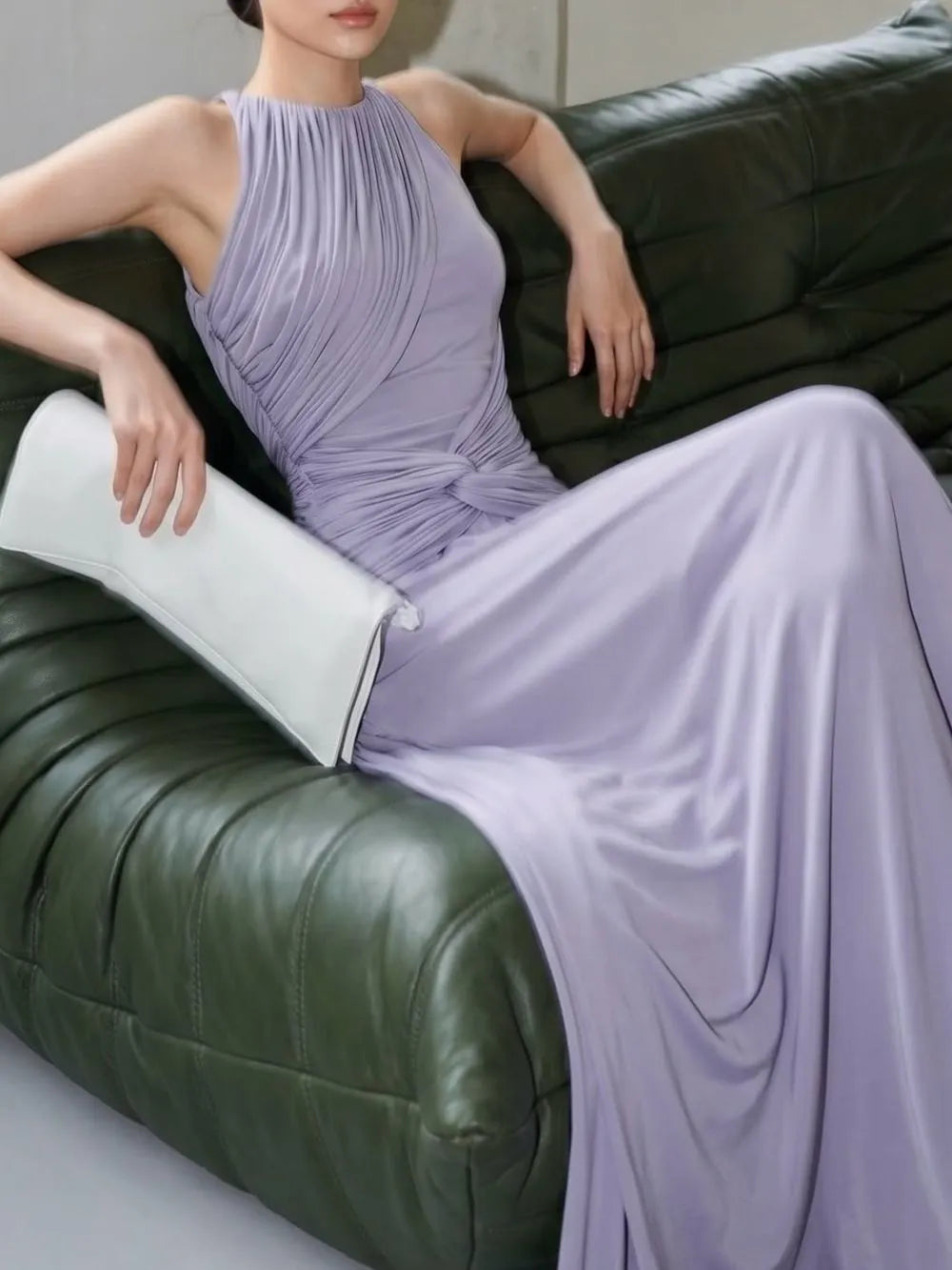 Genevra Purple Ruched Maxi Dress