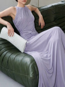 Genevra Purple Ruched Maxi Dress