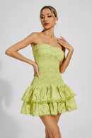 Marceau Ruffle Mini Dress In Green