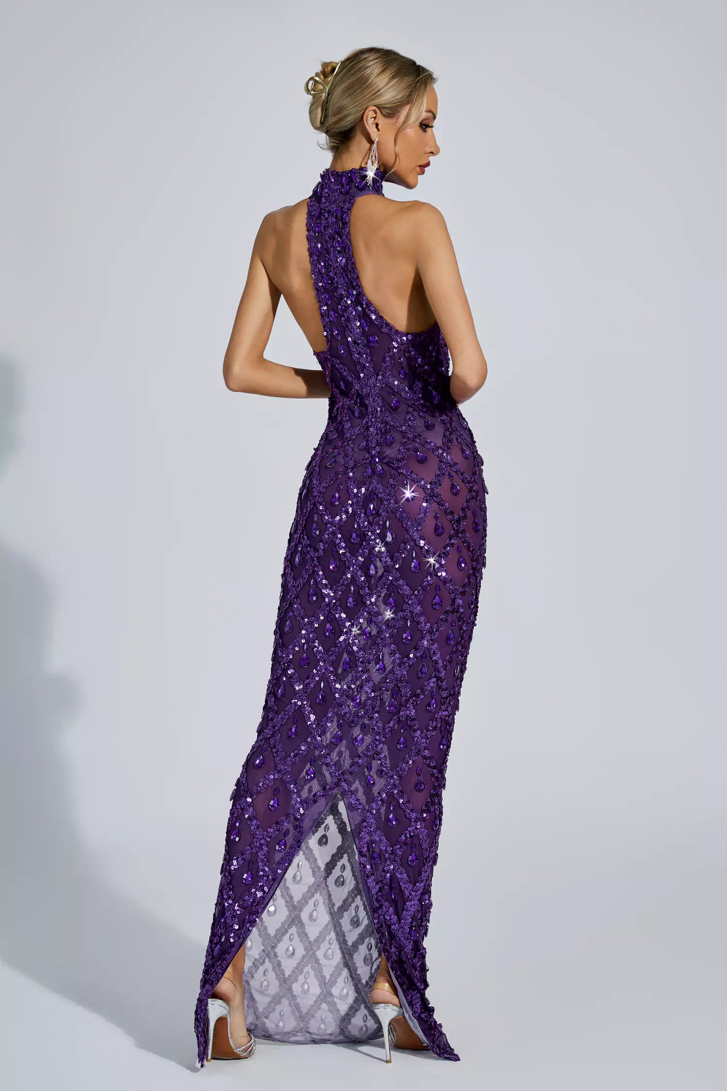 Cate Purple Diamond Maxi Dress