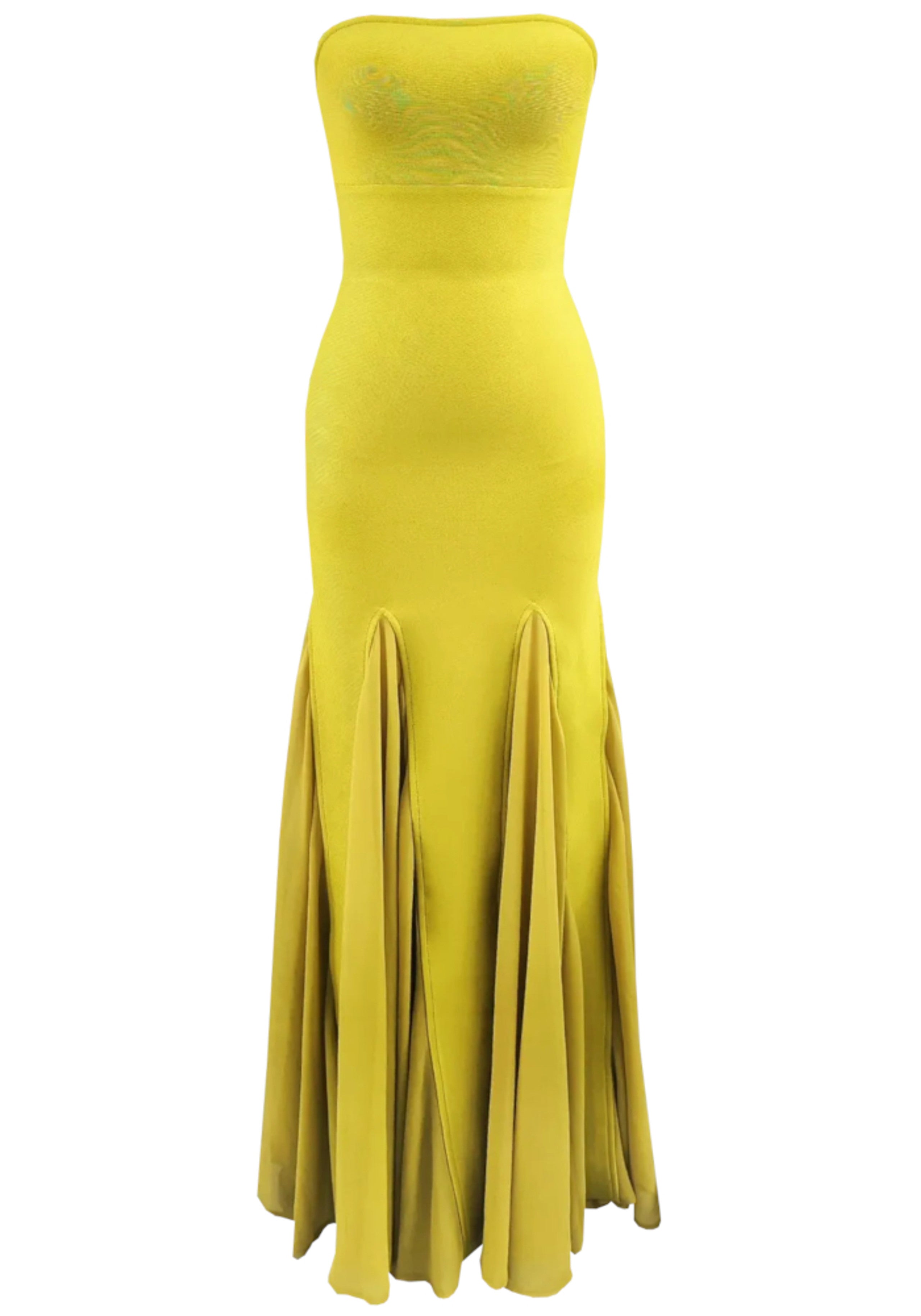 Renley Strapless A Line Maxi Dress In Lime