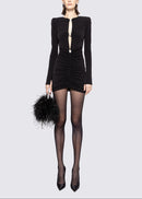 Aeloria Crystal-Embellished Cutout Mini Dress In Black