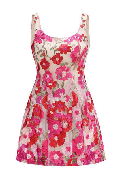 Lianne Floral Embellishment Mini Dress In Pink