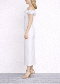 Battista Floral Bardot Midi Dress In White