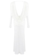 Sagebrush Long Sleeve Draped Backless Maxi Dress In White