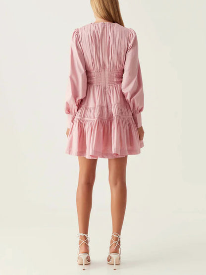 Snorri Ruched Mini Dress In Pink