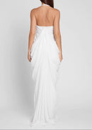 Ferdowsi Halter Draped Design Maxi Dress In White