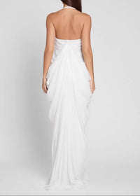 Ferdowsi Halter Draped Design Maxi Dress In White