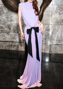 Dabney Bow Backless Maxi Dress In Lavender