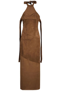 Karter Halter Maxi Dress In Brown
