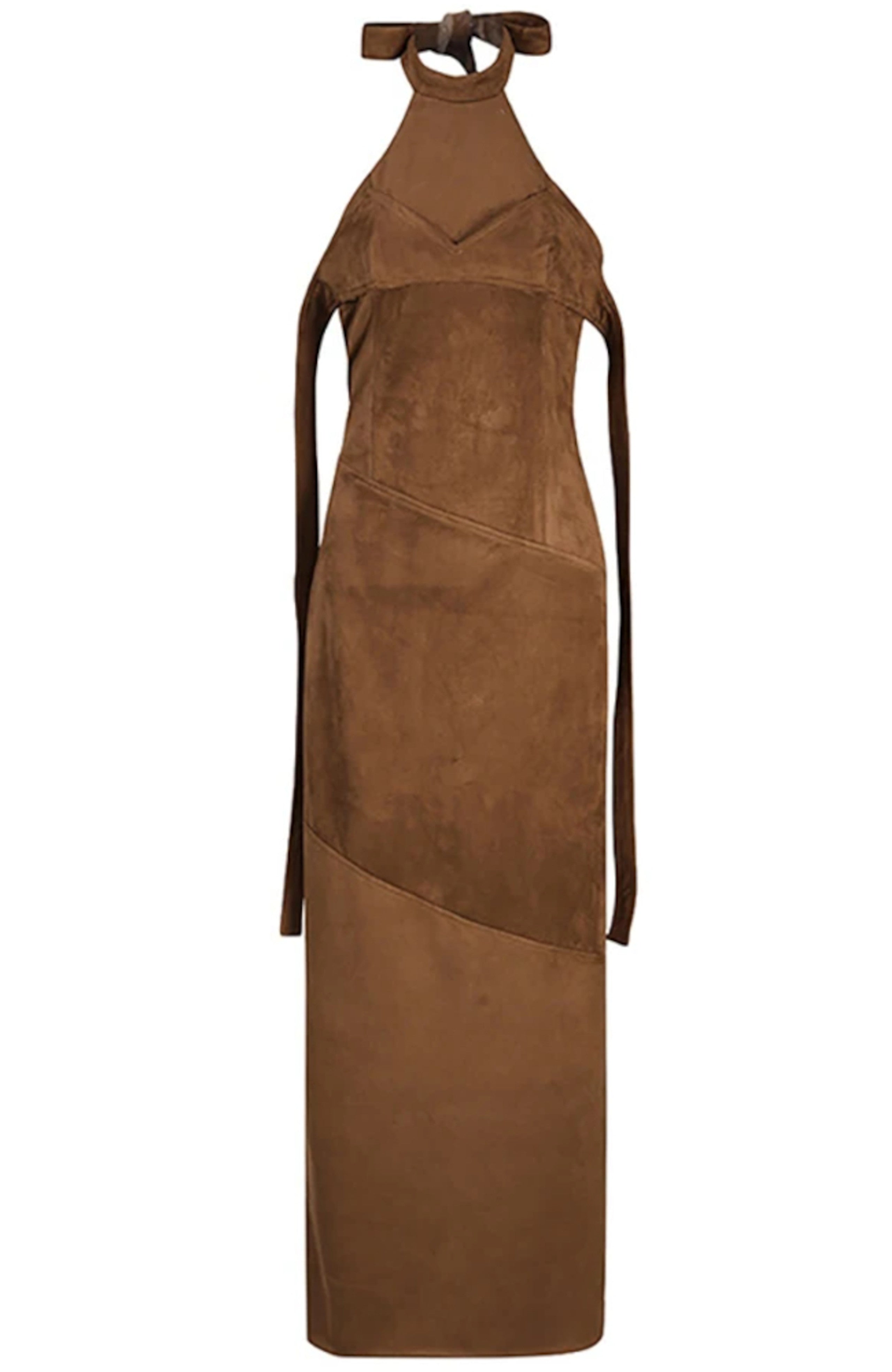 Karter Halter Maxi Dress In Brown