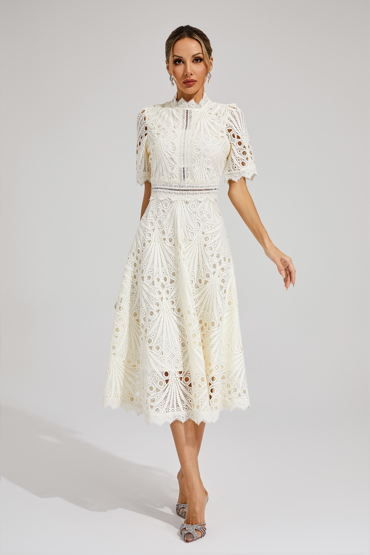 Freeman White Cut Out Midi Dress