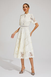 Freeman White Cut Out Midi Dress