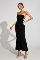 Ebrill Bow Tie Bandage Maxi Dress In Black
