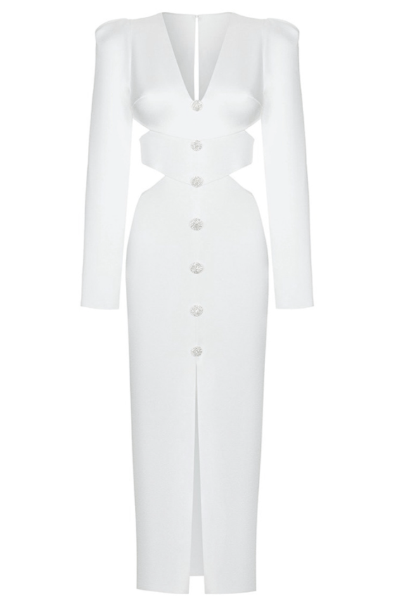 Elora Hollow Slim-Fit Dress In White