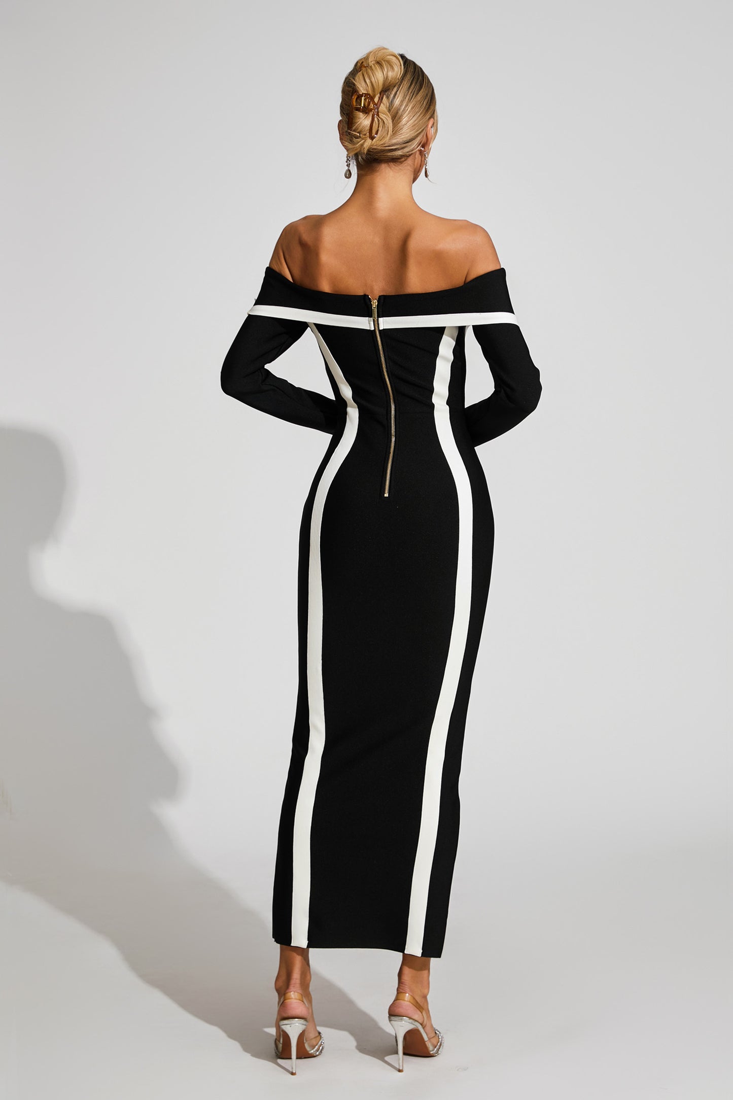 Cada Off Shoulder Bandage Maxi Dress In Black