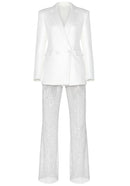 Naveed Sequined Lace Suit In White