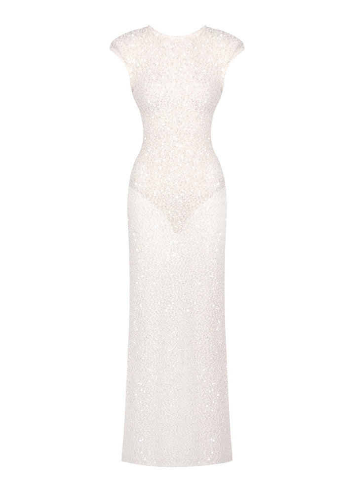 Carilli Embellished Backless Maxi Dress