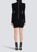 Sable Black Short Knitted Mini Dress With Gold Buttons