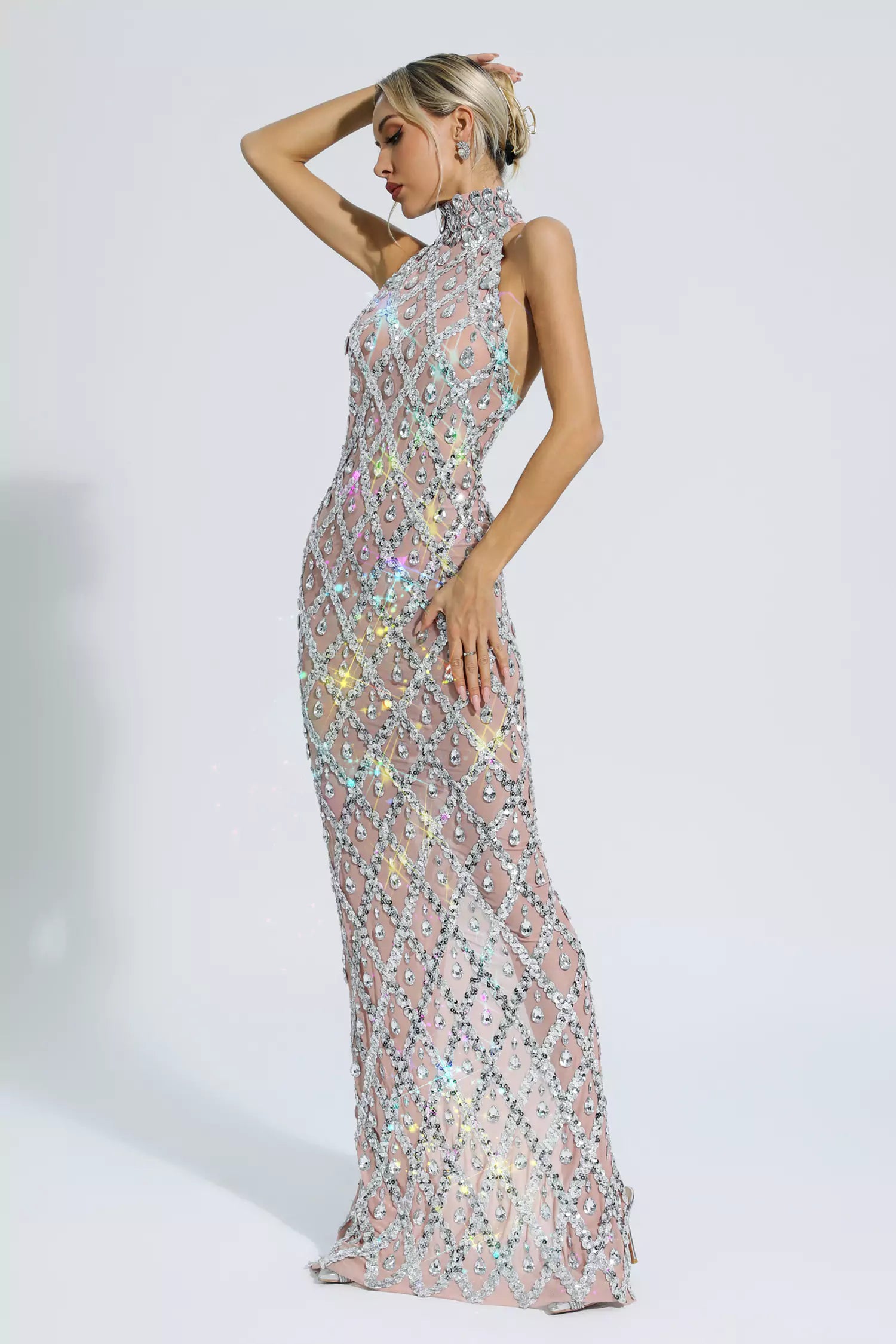 Cate Silver Diamond Maxi Dress