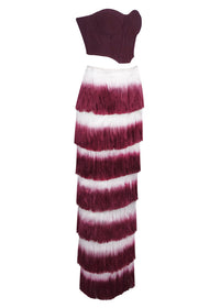 Ravhyx Tube Top Gradient Tassel Two-Piece Set