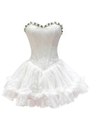 Findlay Strapless Floral Skater Mini Dress In Green