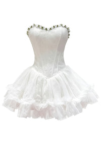 Findlay Strapless Floral Skater Mini Dress In Green